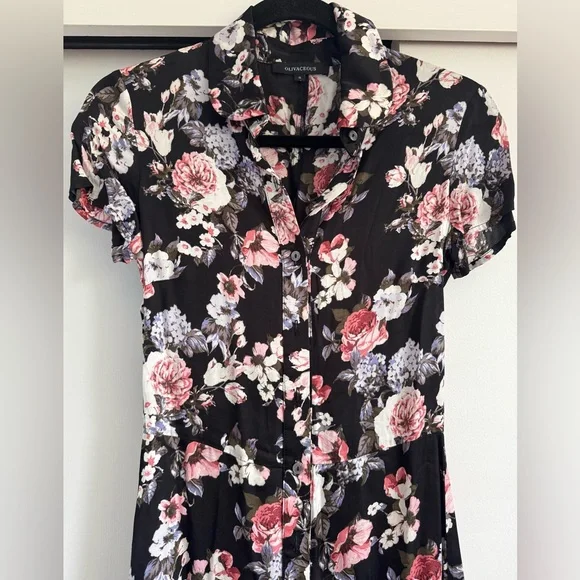 Olivaceous Floral Dance Romantic Silk Sundress Polo Mini Dress New Preppy Date - Picture 9 of 12